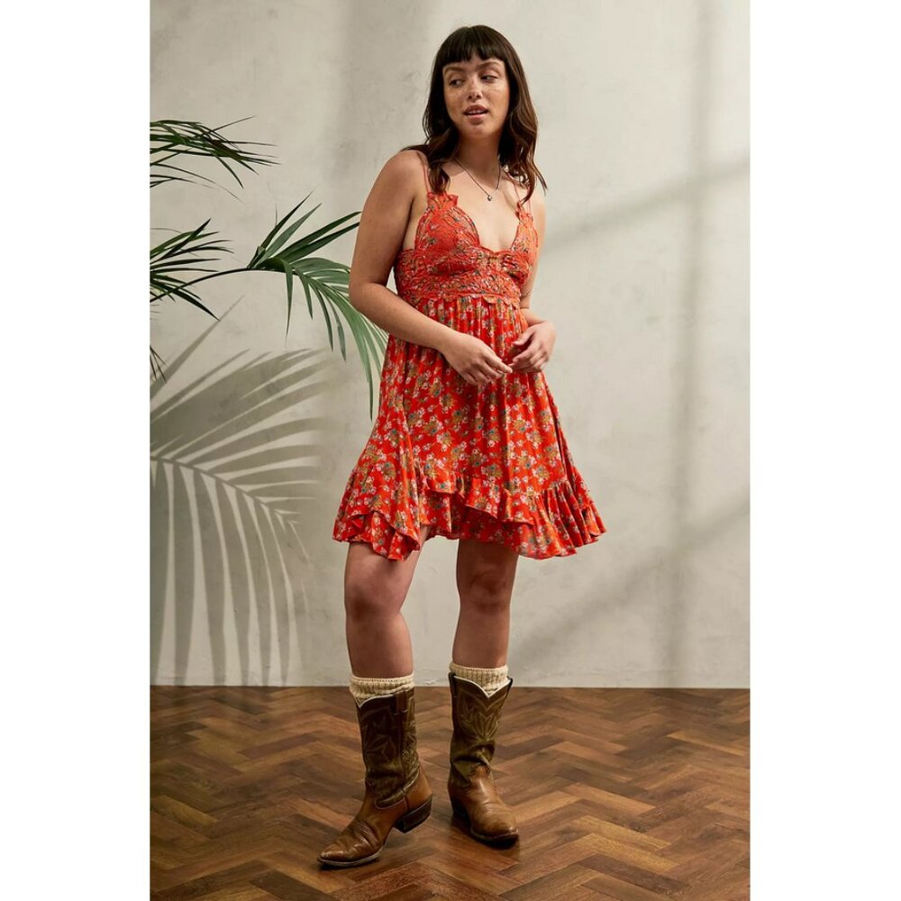 FP One Sz. S Red Meadow Combo Adella Slip Dress